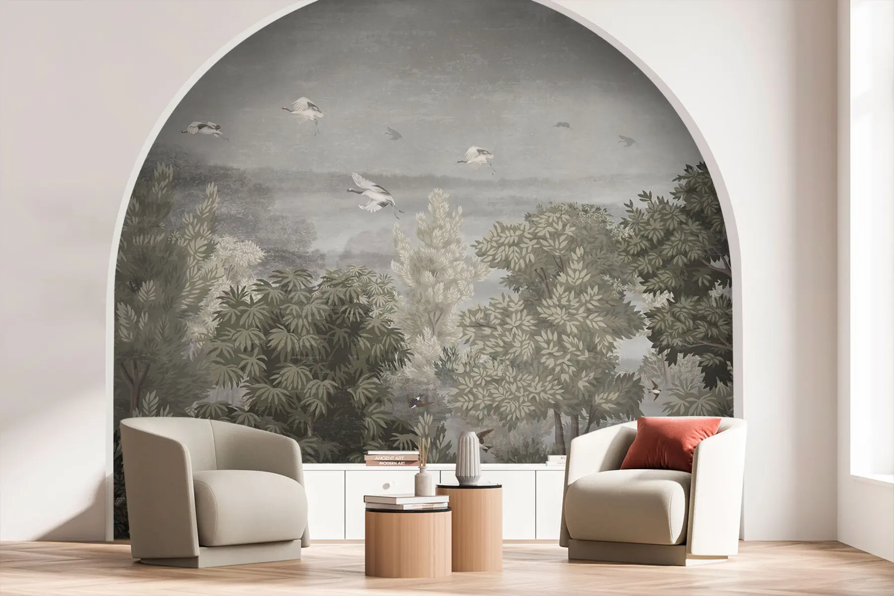 fototapet Cocorii zboară deasupra pădurii u73553