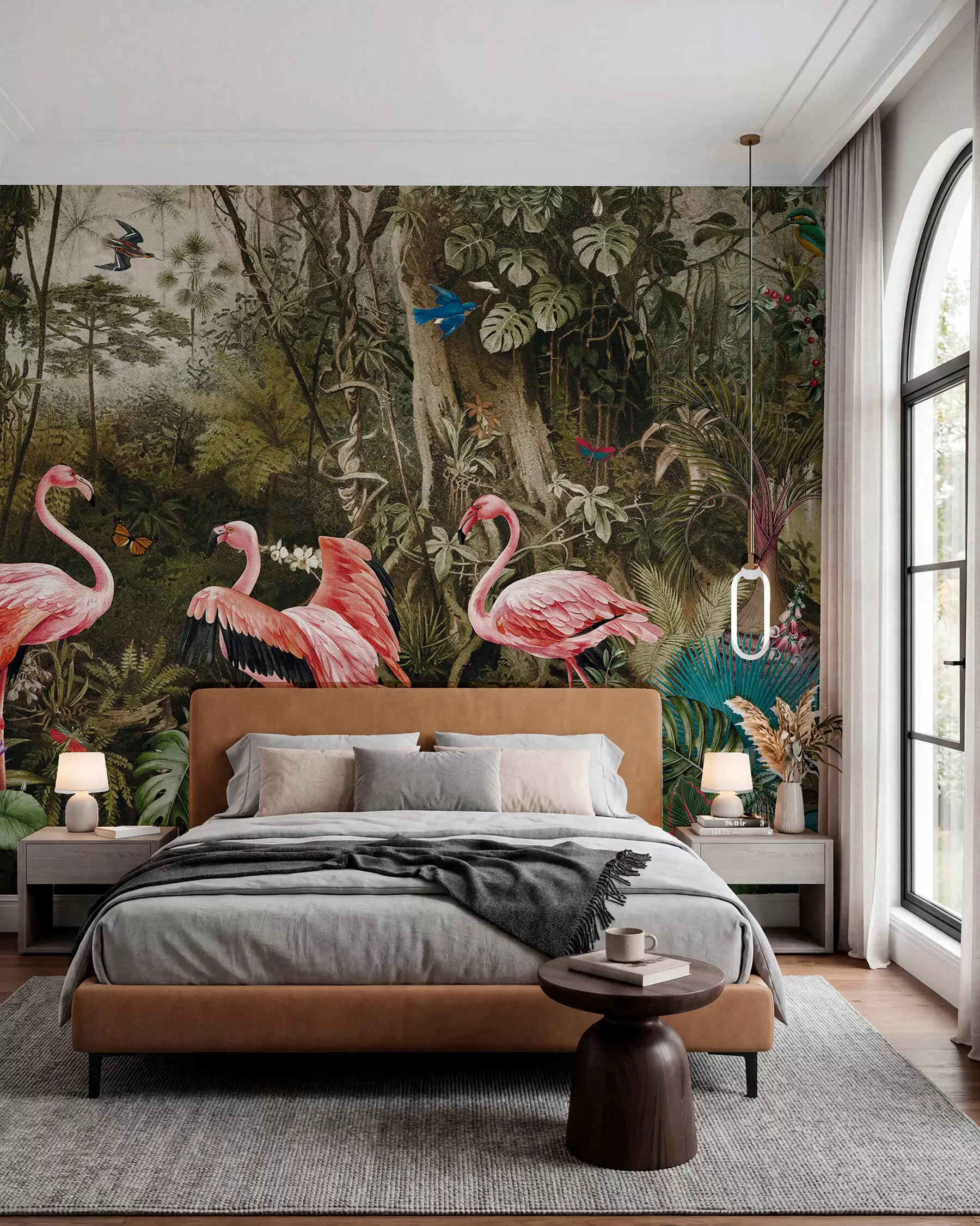 fototapet Păsări tropicale și flamingo în junglă u73568