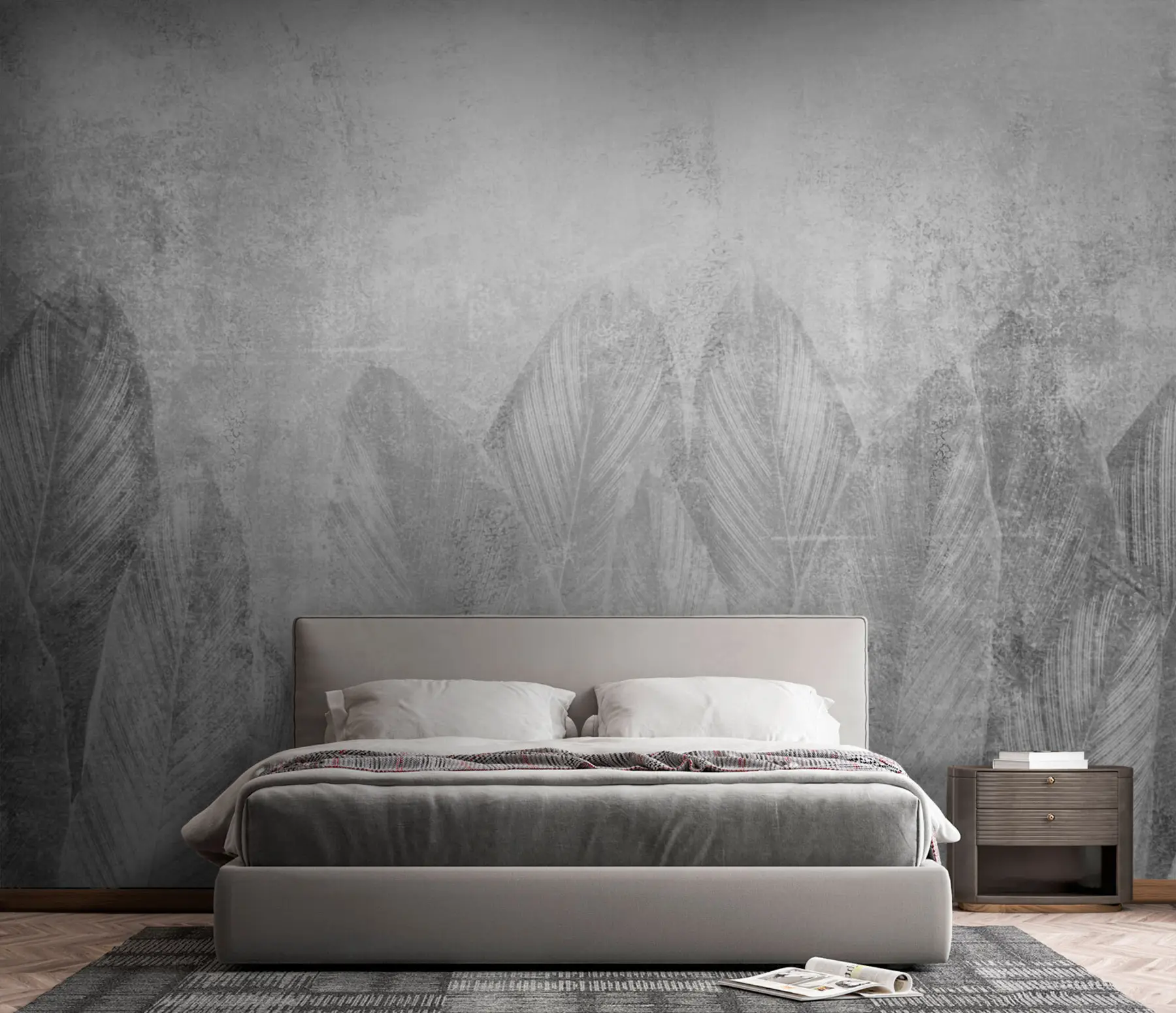 fototapet Decor modern frunze de palmier pe un fundal de beton u73876