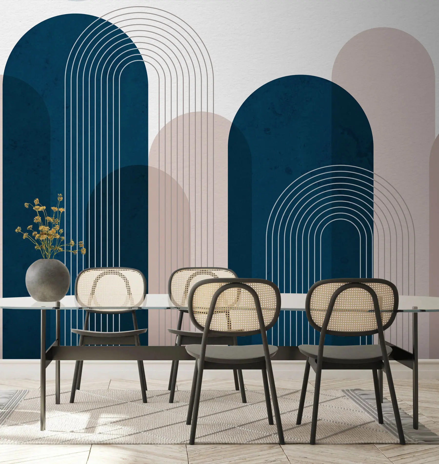 fototapet Arcuri abstracte albastre și bej u73098