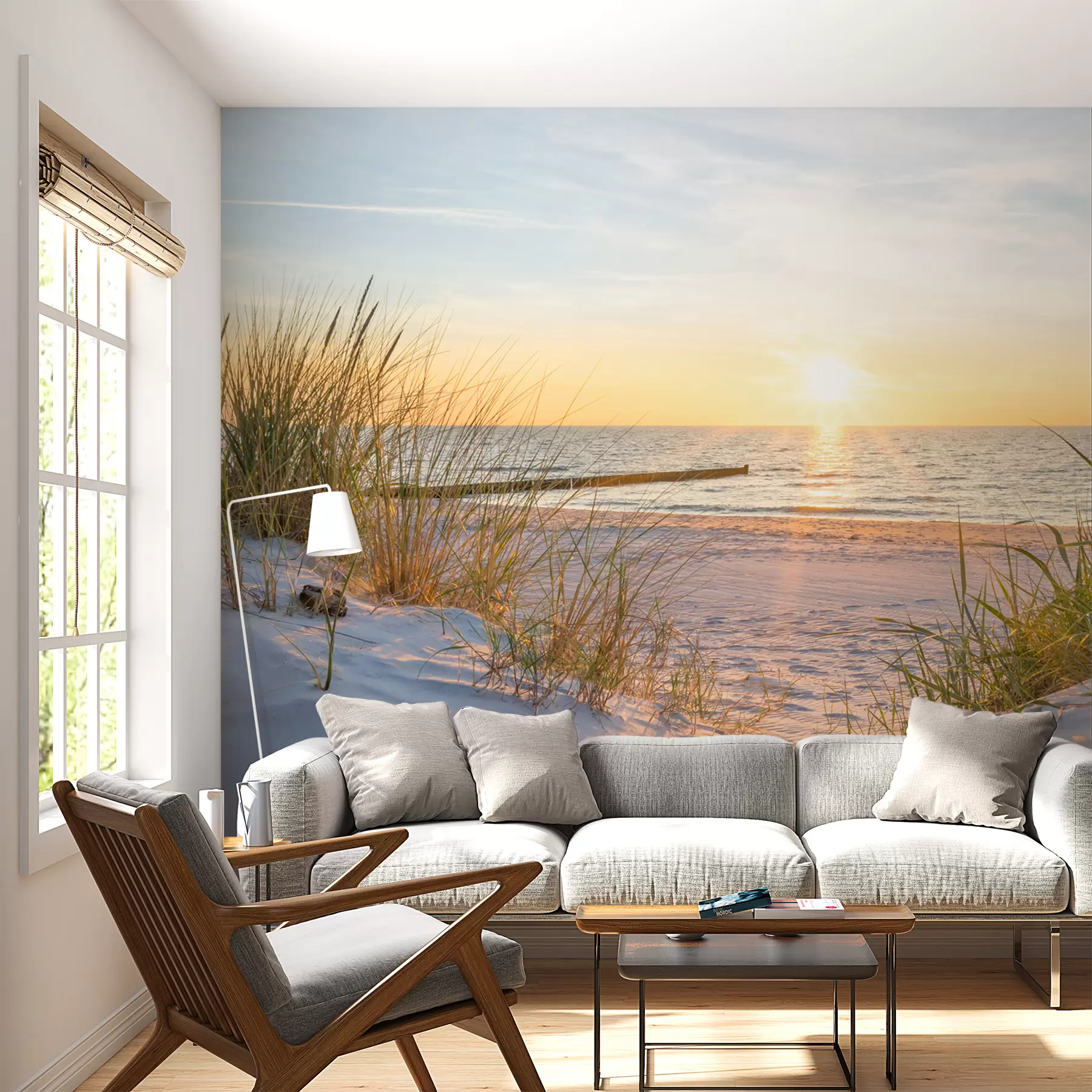 fototapet Foto/Panoramic Plaja Dunes cu apus de soare u93577