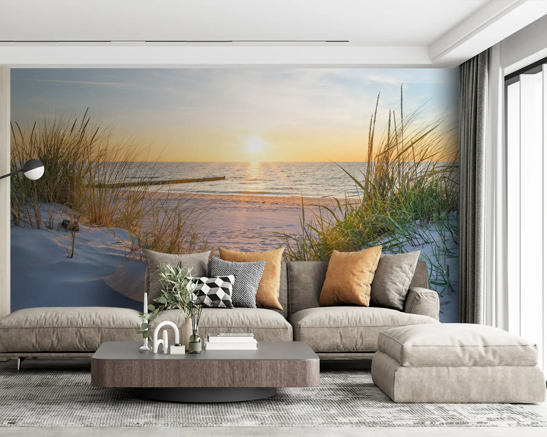 fototapet Foto/Panoramic Plaja Dunes cu apus de soare u93577