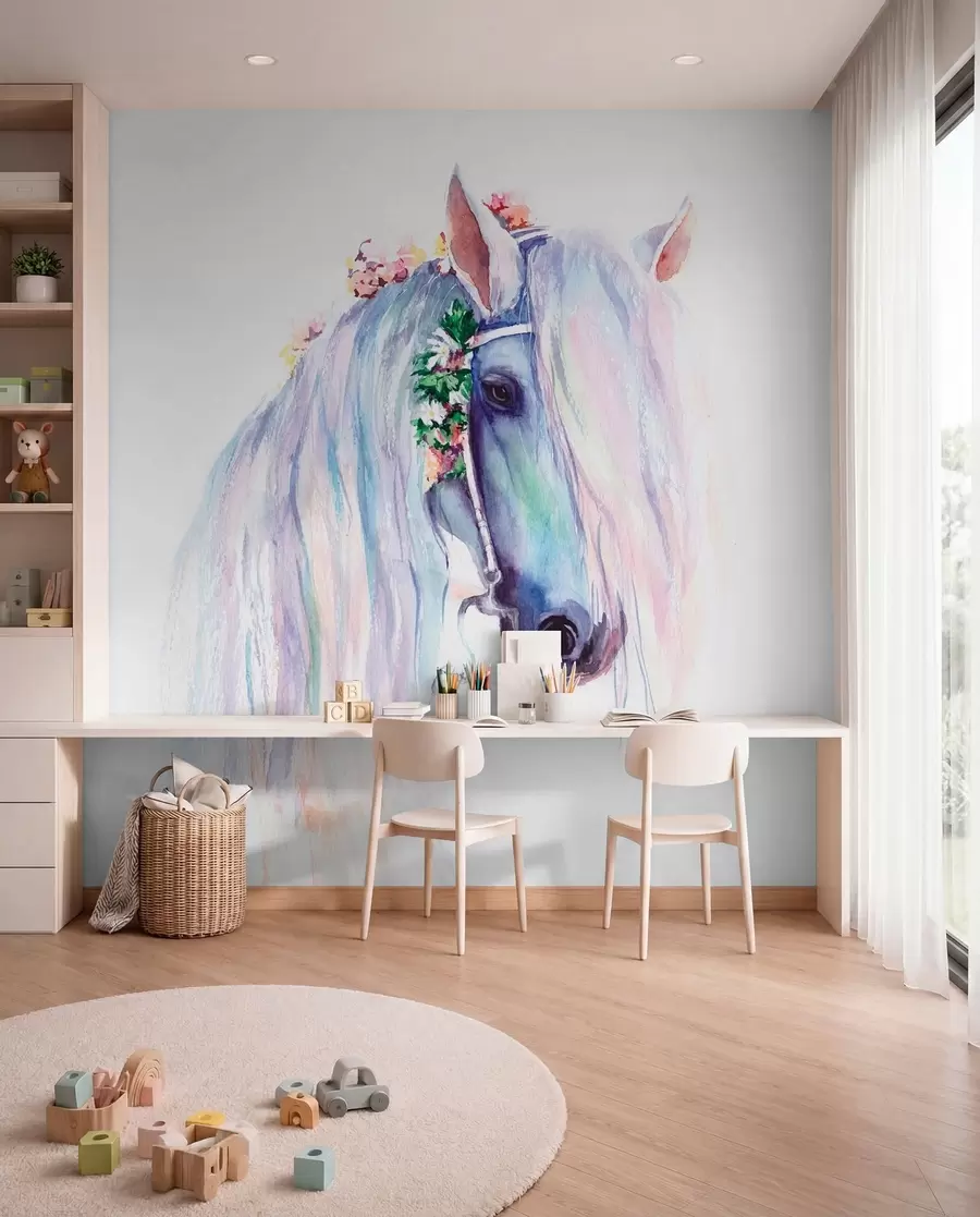 fototapet Cal cu o coamă pastel u93591