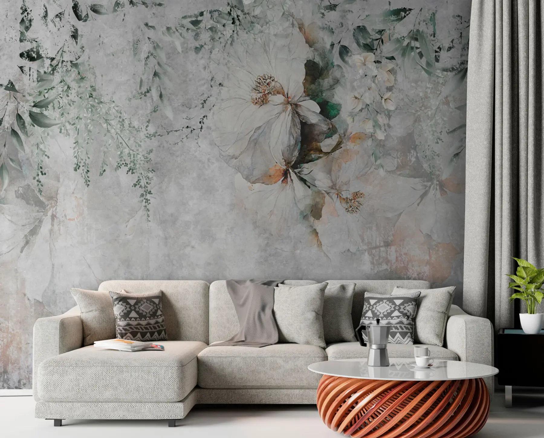 fototapet Floare pe fundal grunge beton u73969