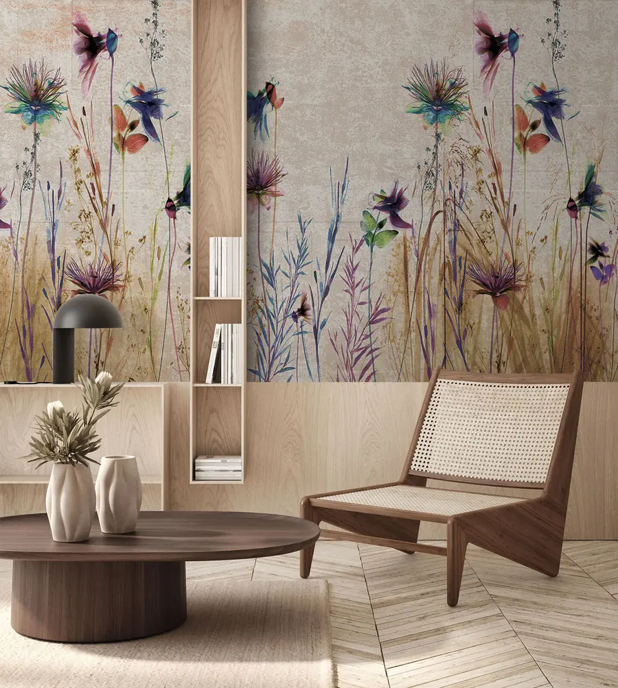 fototapet Flori neobișnuite înalte pe un fundal bej u93672