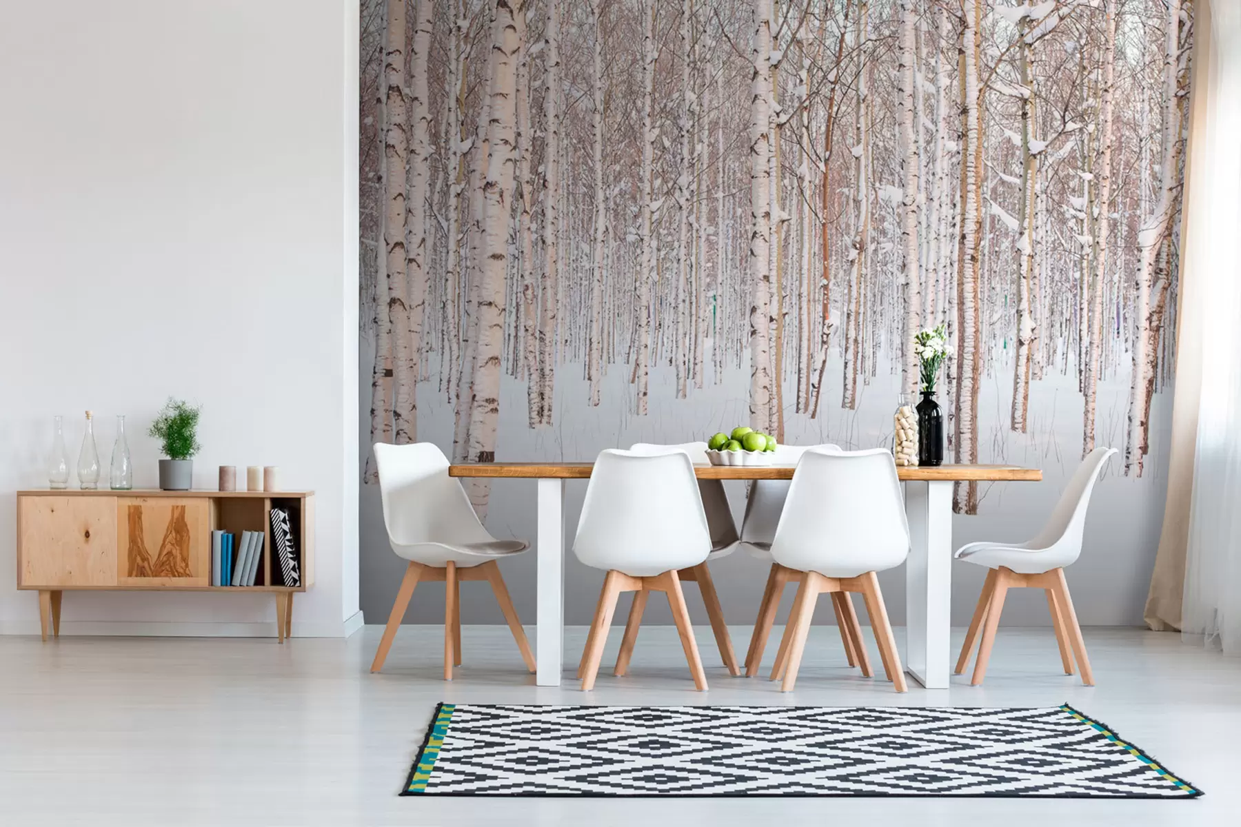 fototapet Pădurea de mesteceni în zăpadă u74232