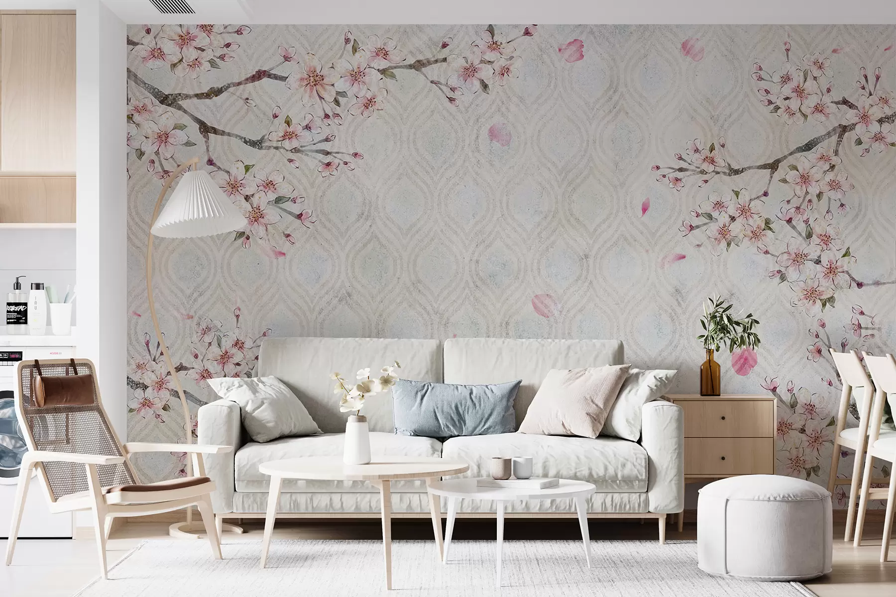 fototapet Flori Sakura în stil vintage u74383