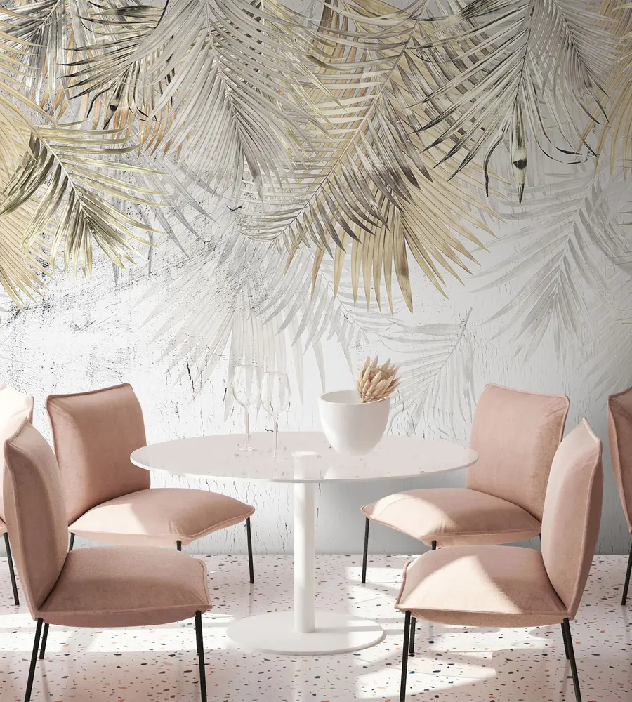 fototapet Frunze tropicale ușoare în stilul grunge u93843