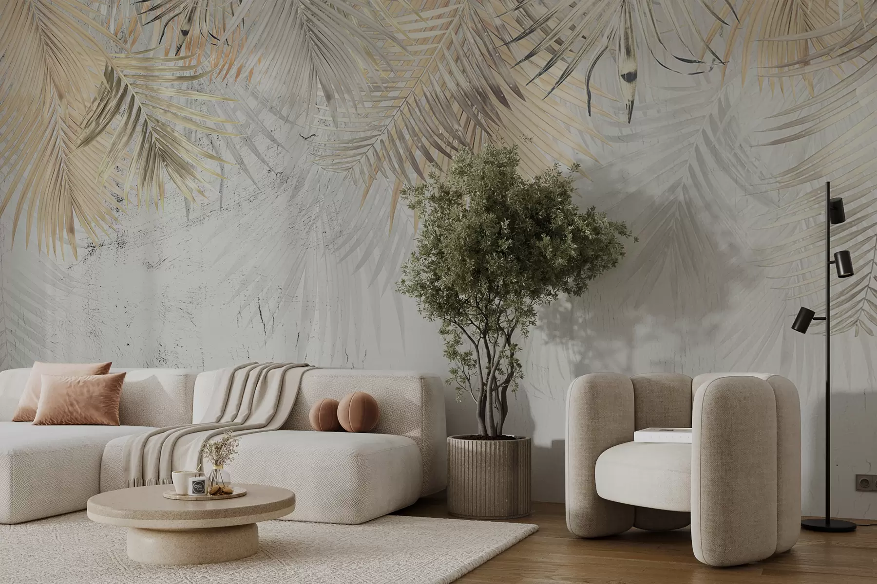 fototapet Frunze tropicale ușoare în stilul grunge u93843