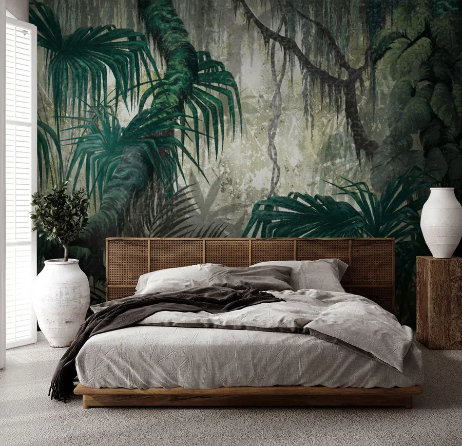 fototapet Plante tropicale și copaci pe un fundal texturat u78695