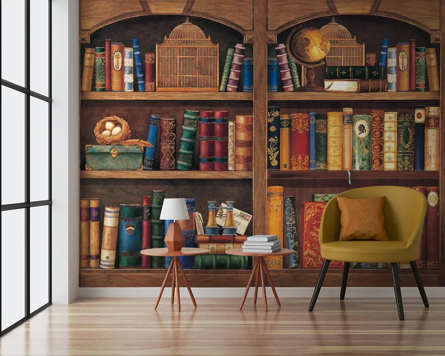 fototapet Raft, bibliotecă și mobilier u02813