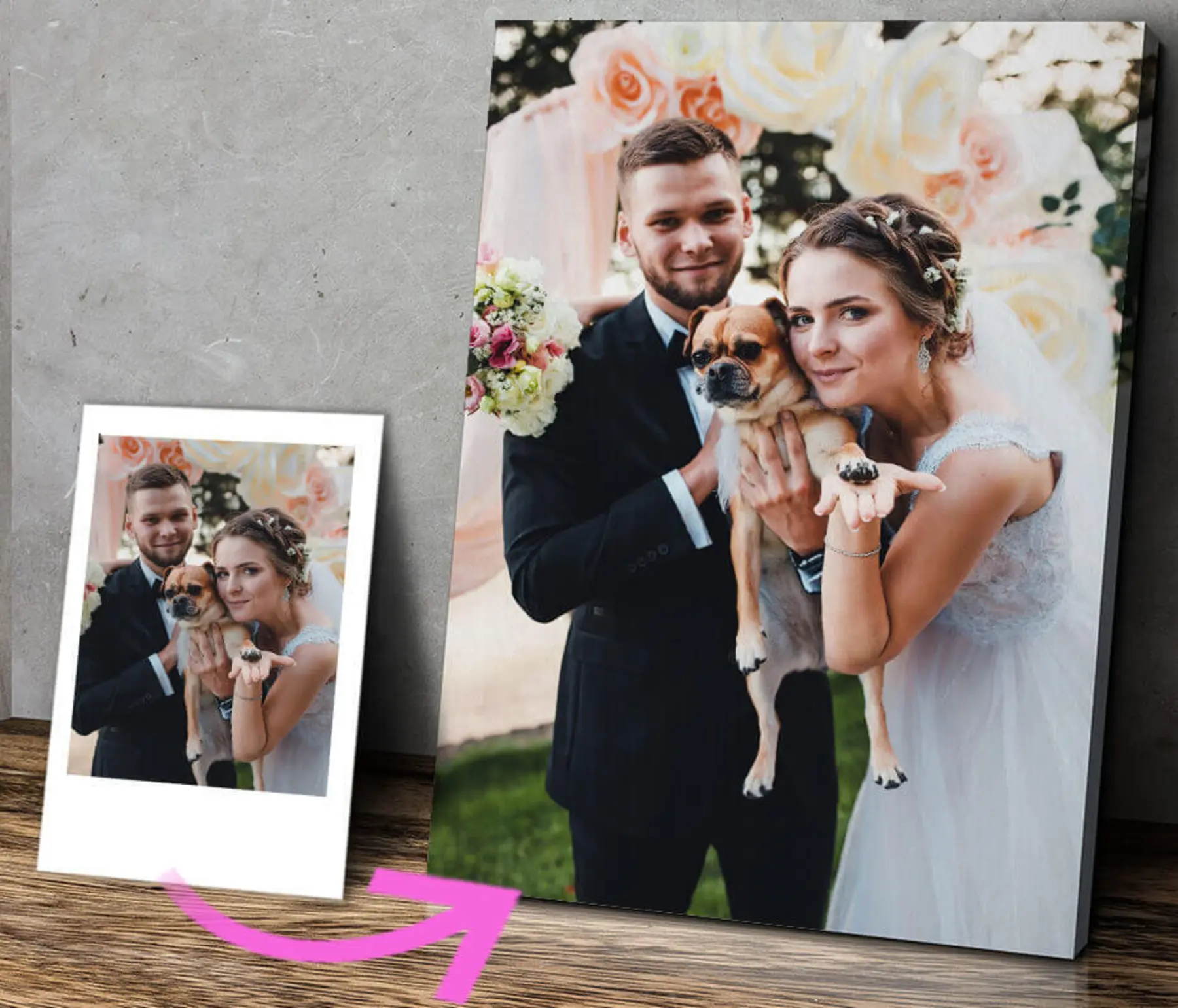 Tablouri Zâmbet, rochie de mireasă și fotografie s31873