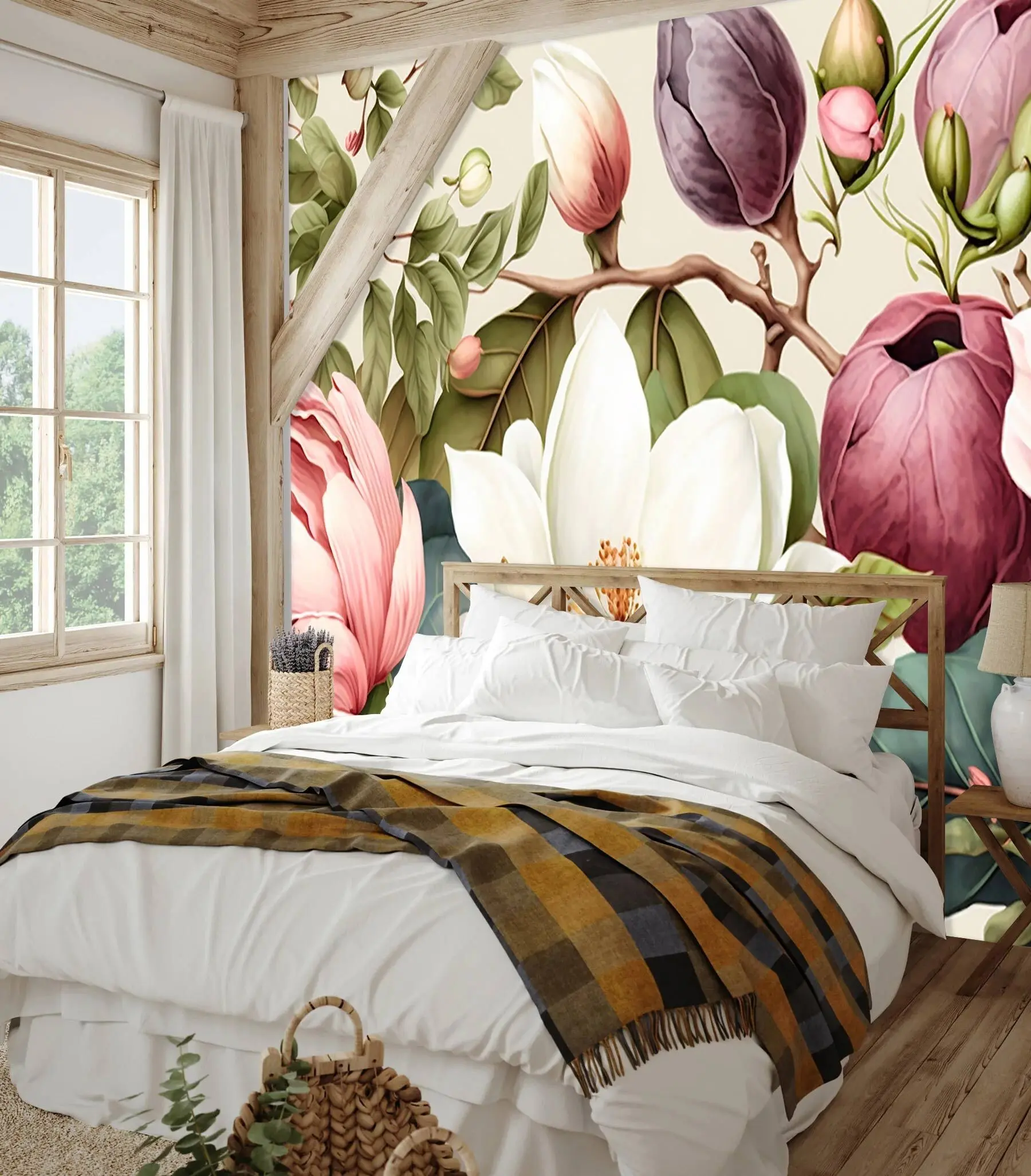 fototapet pincel ligero de flores de acuarela u70654