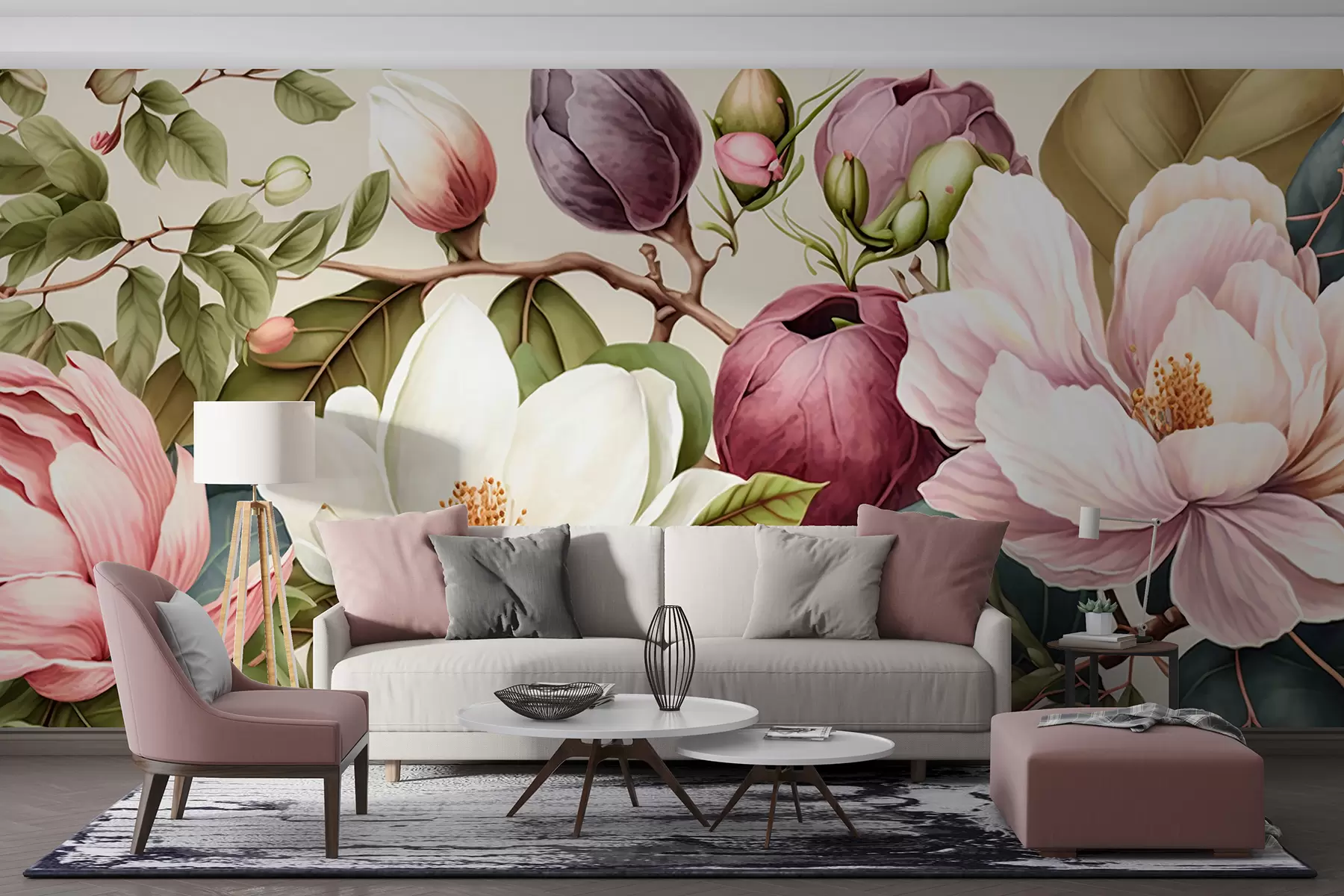 fototapet pincel ligero de flores de acuarela u70654