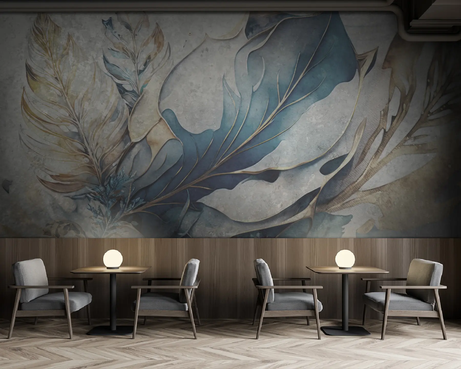 fototapet Flori mari de acuarelă pe un perete de beton u93998