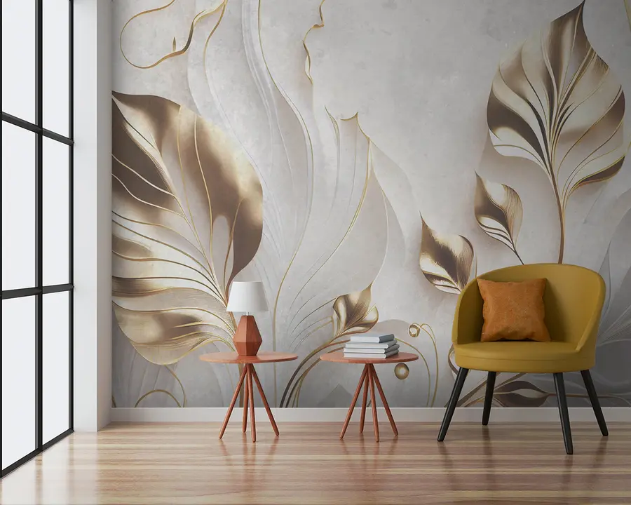 fototapet Frunze delicate pe un perete de beton u94010