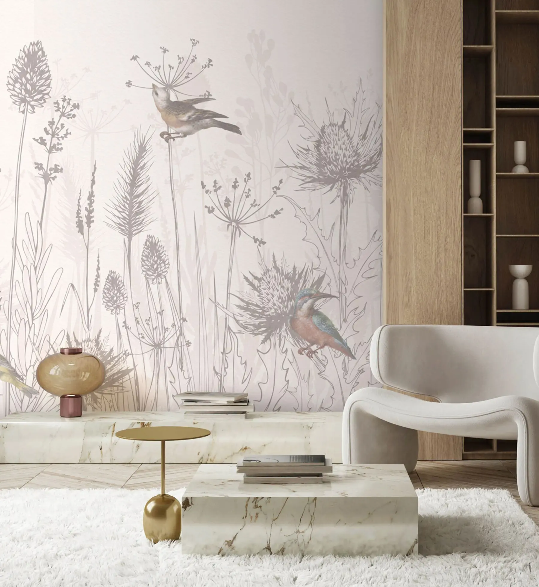 fototapet Păsări mici pe gazon u94459