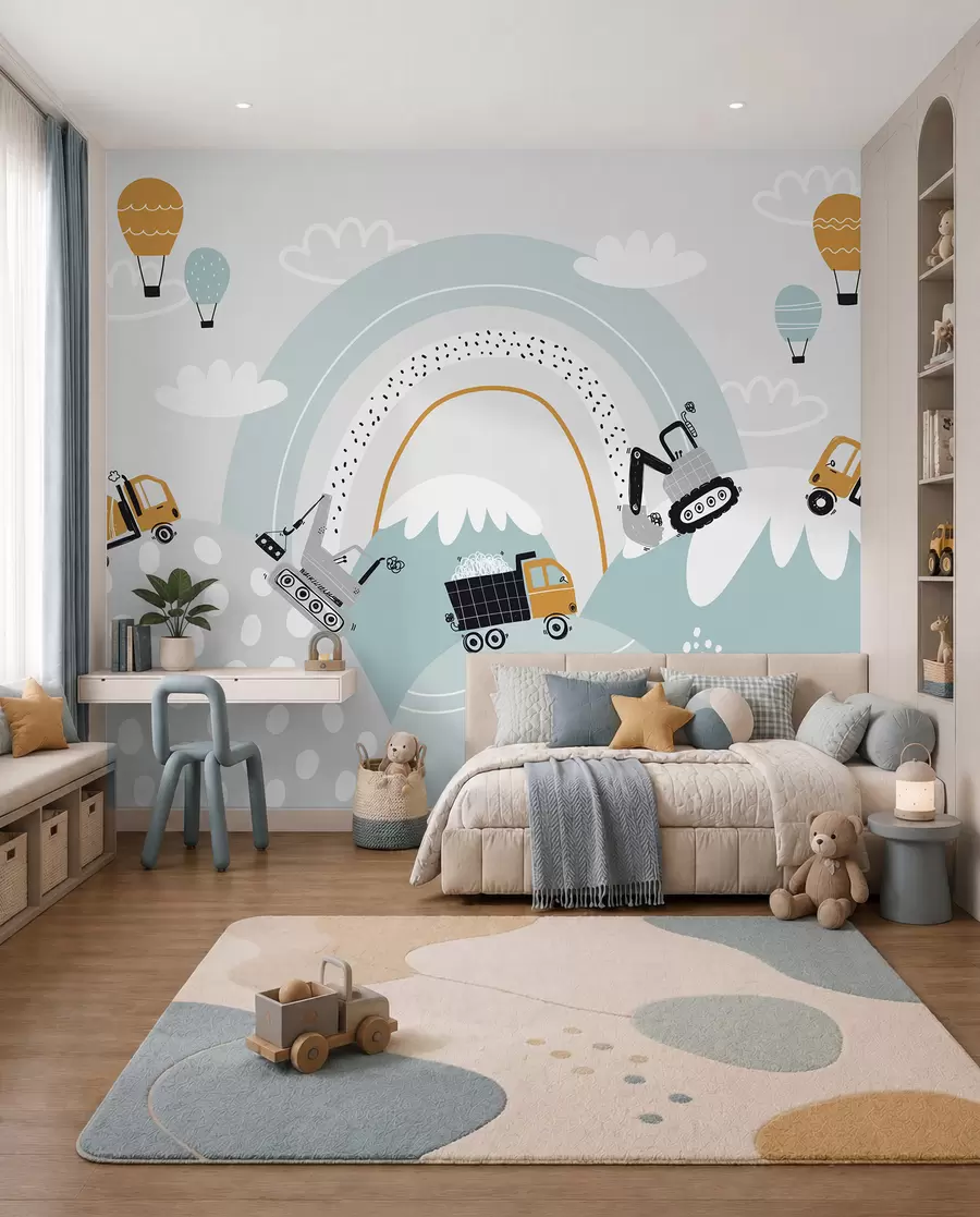 fototapet Mici constructori pe dealuri u95046