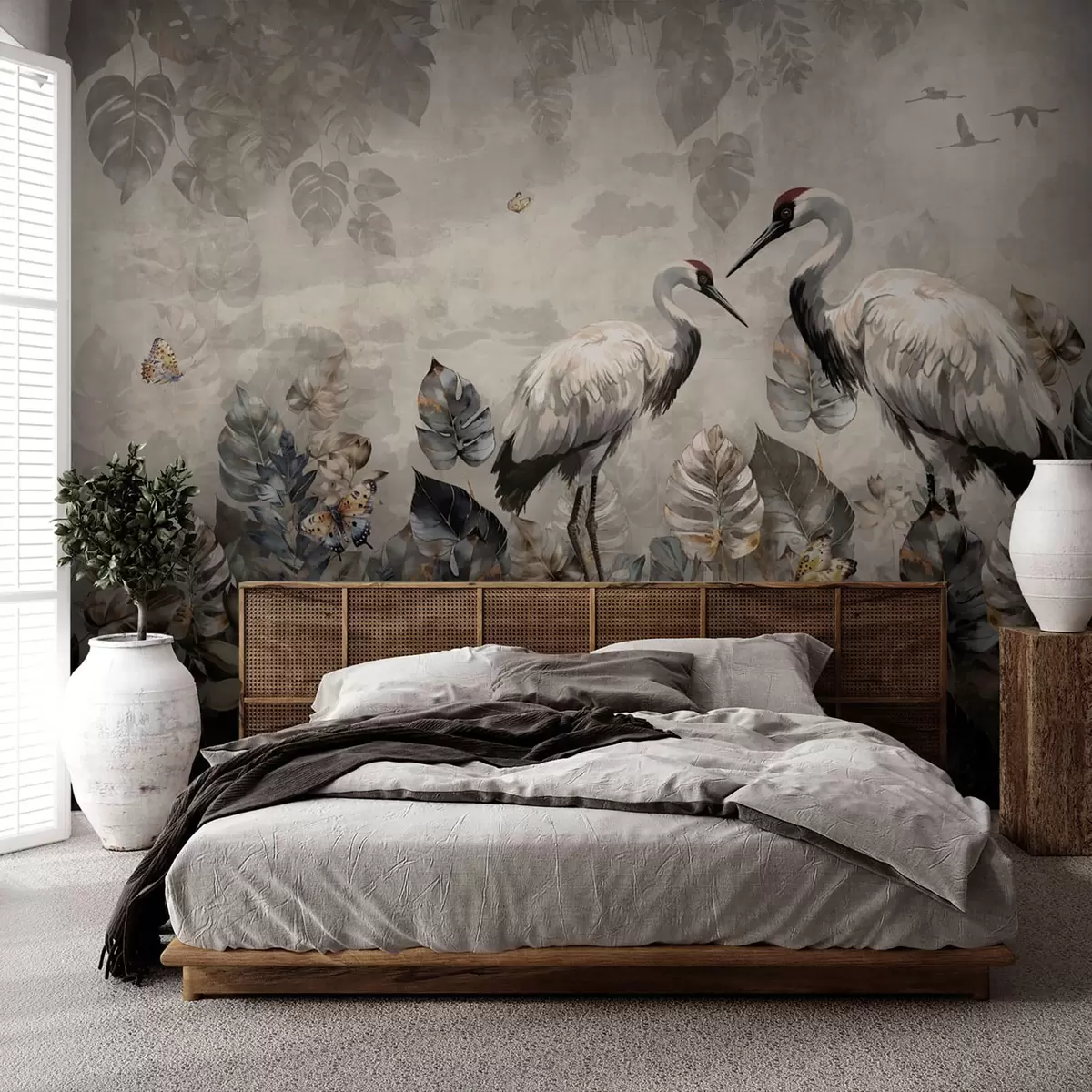 fototapet Două macarale pe o textură grunge u94625