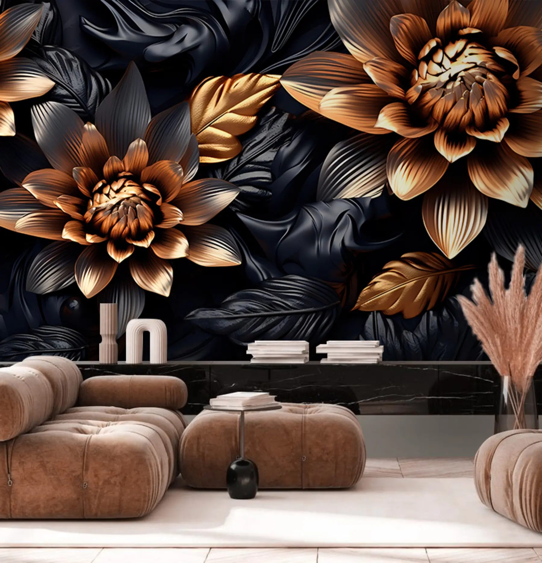 fototapet Flori negre voluminoase u95244