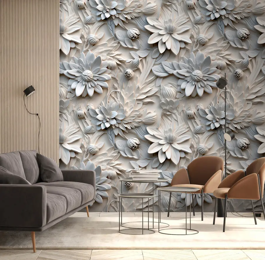 fototapet Flori 3D volumetrice în culori deschise u95589