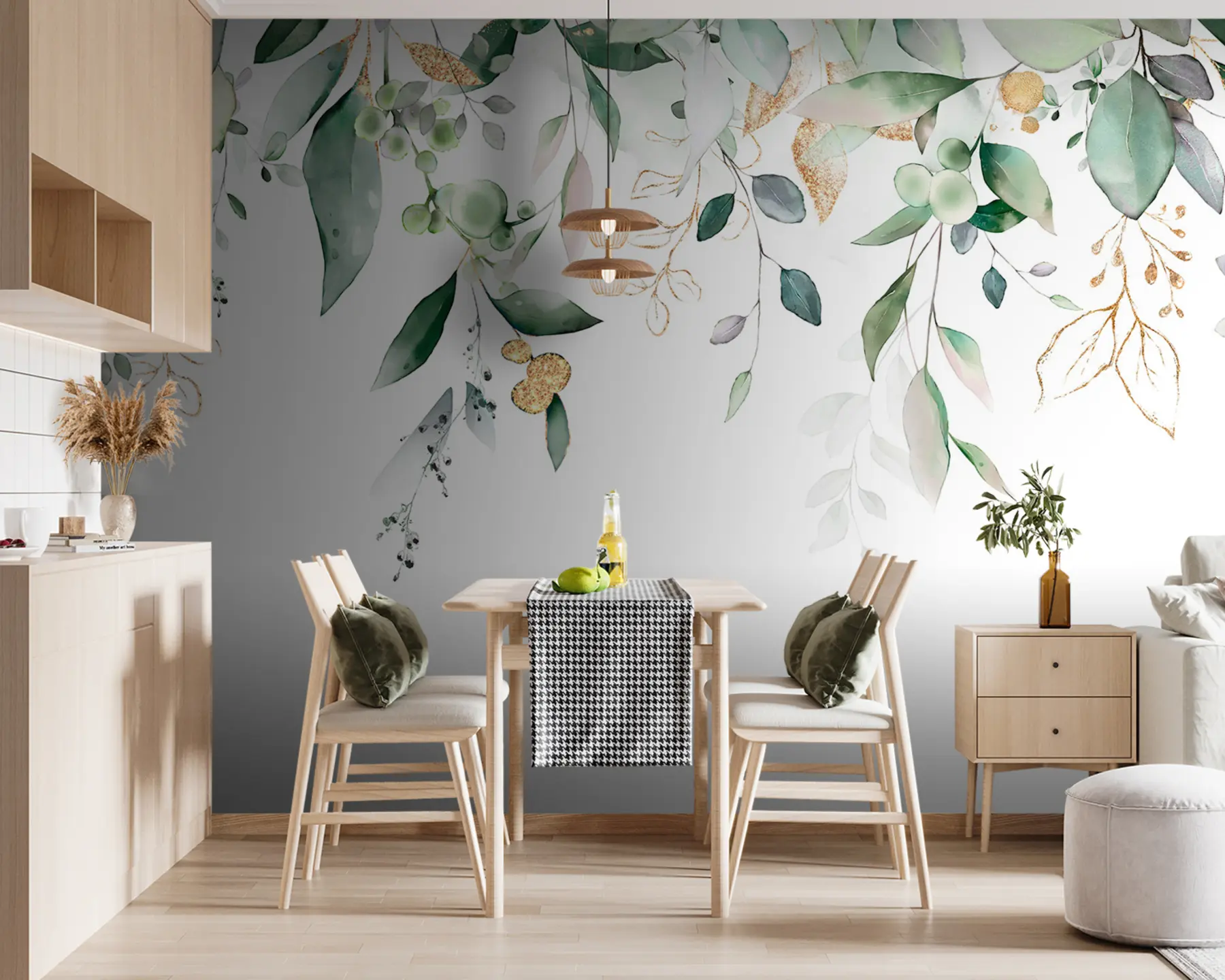 fototapet Hanging frunze de eucalipt pe un fundal alb u95506