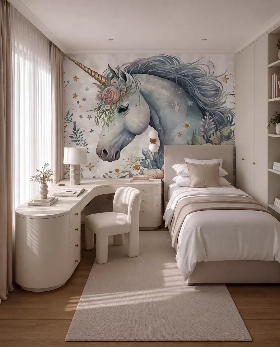 fototapet Unicorn în flori u95404