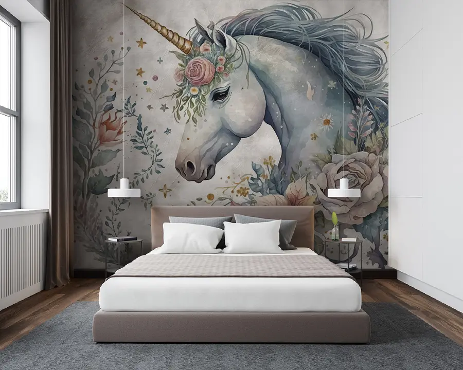 fototapet Unicorn în flori u95404
