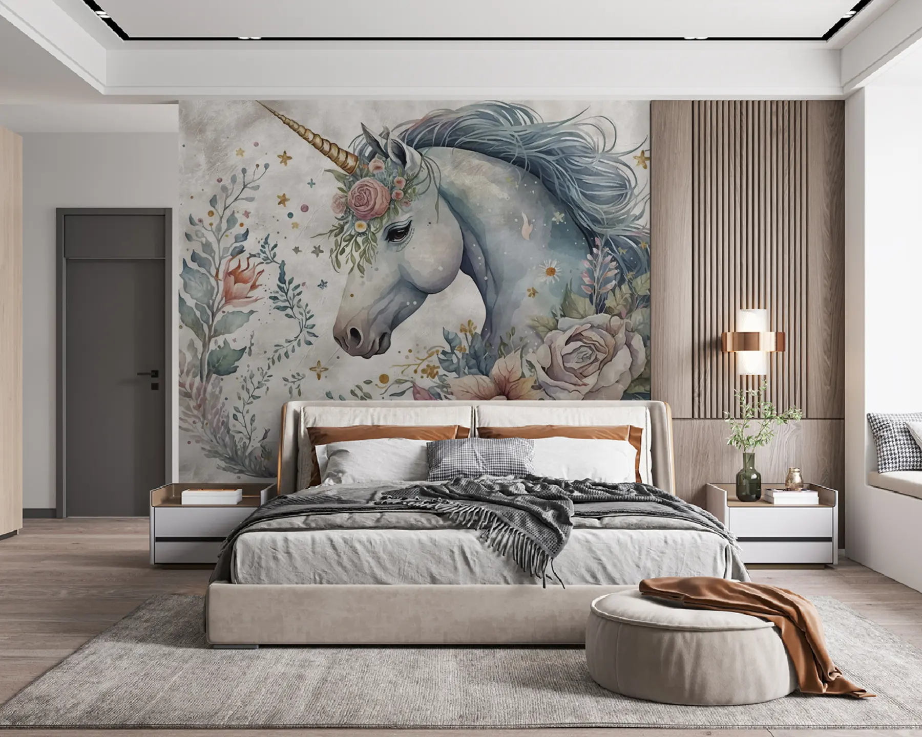 fototapet Unicorn în flori u95404