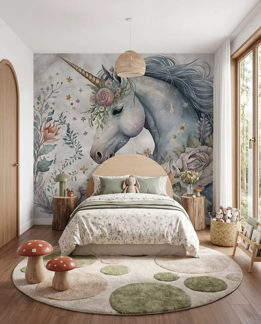 fototapet Unicorn în flori u95404