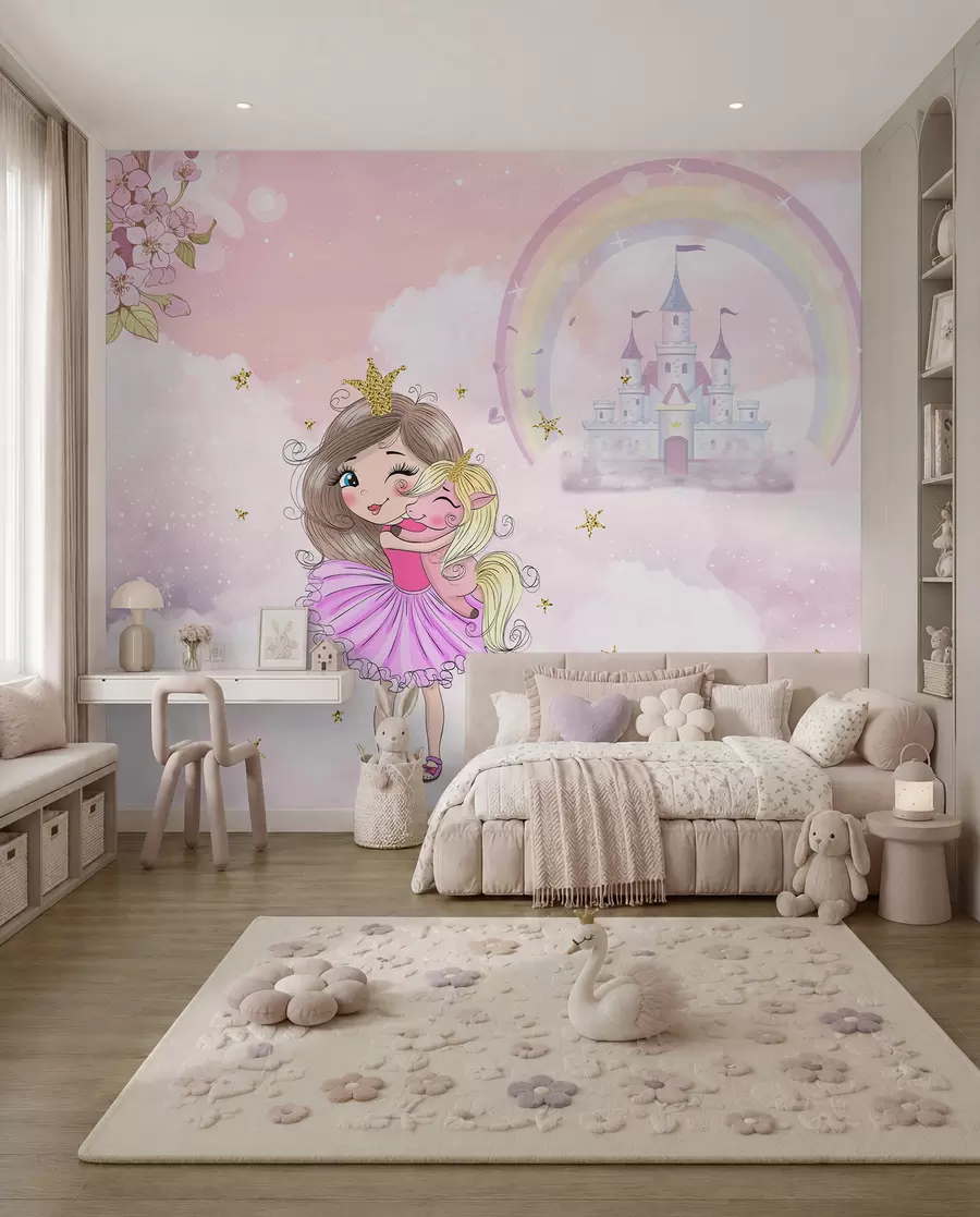fototapet Prințesa și unicornul ei u95401