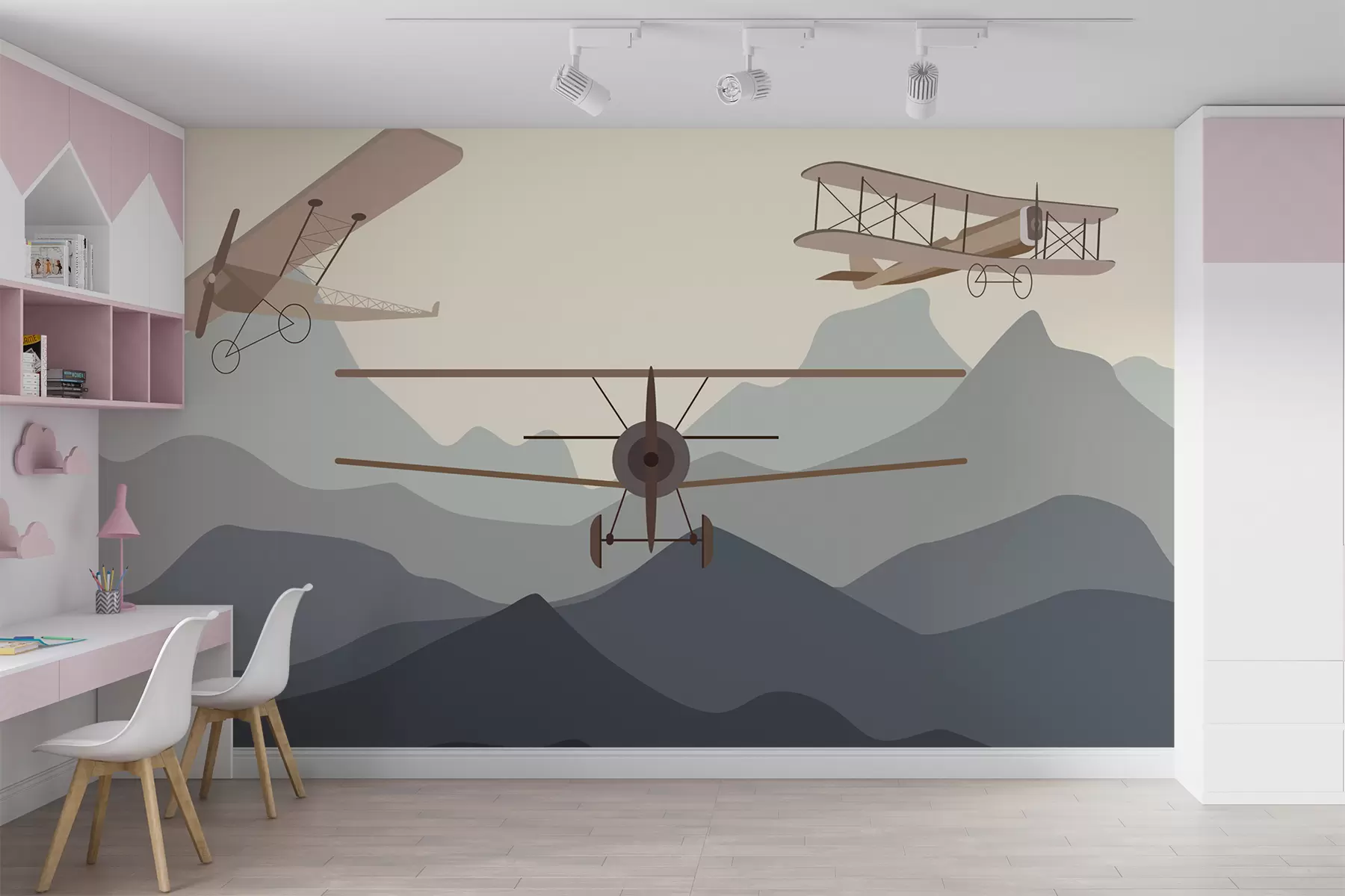 fototapet Avioane de epocă printre munți u95782