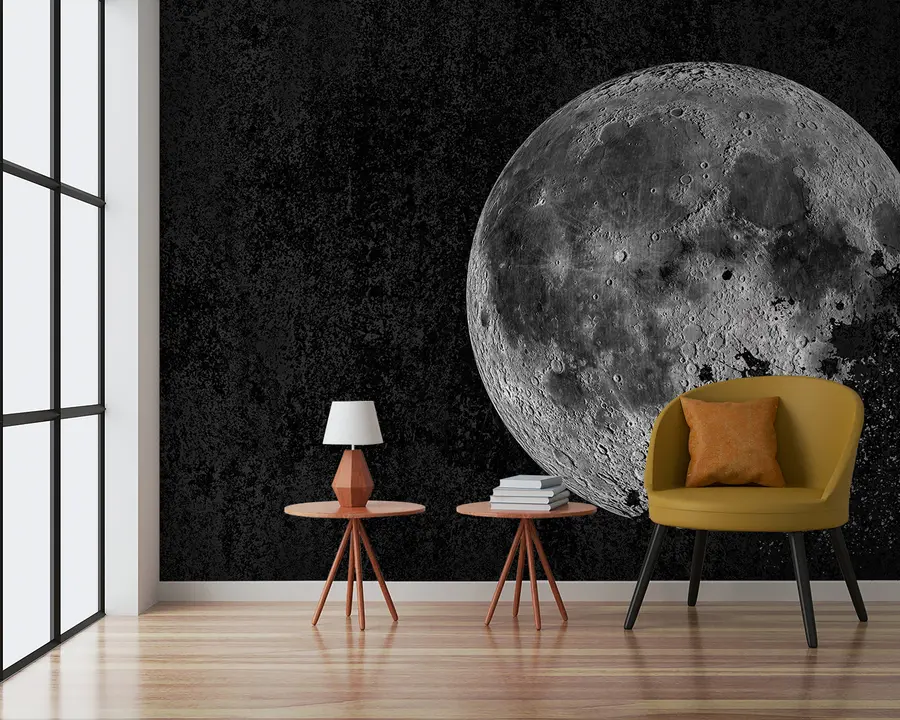 fototapet Design tapet cu luna dizolvat pe fundal negru grunge u95521