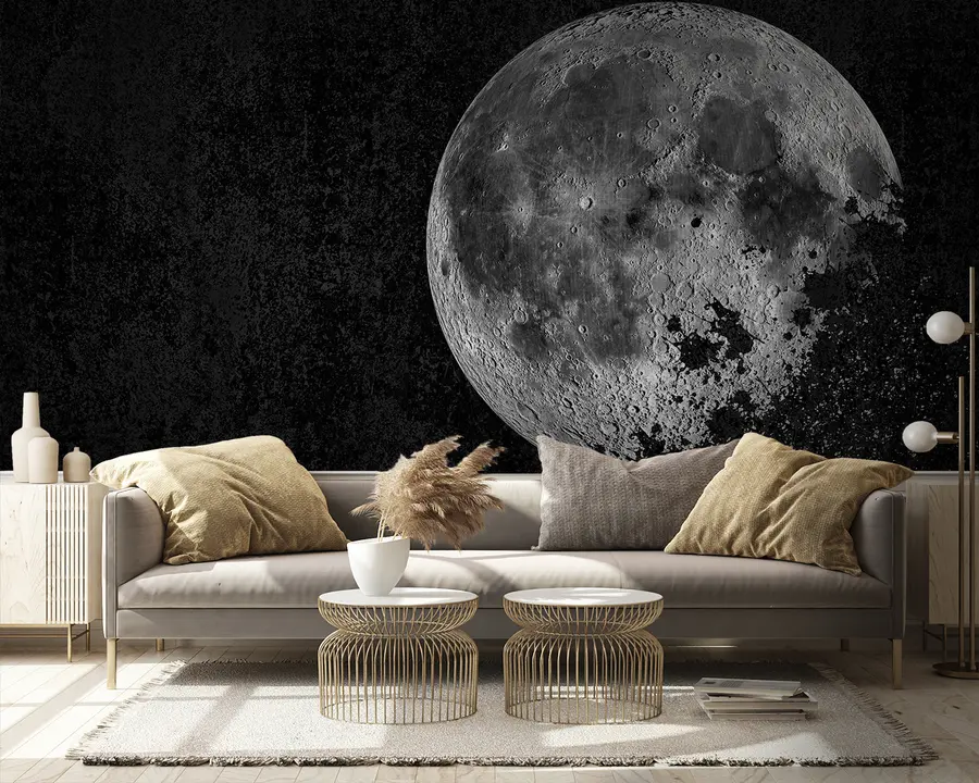 fototapet Design tapet cu luna dizolvat pe fundal negru grunge u95521