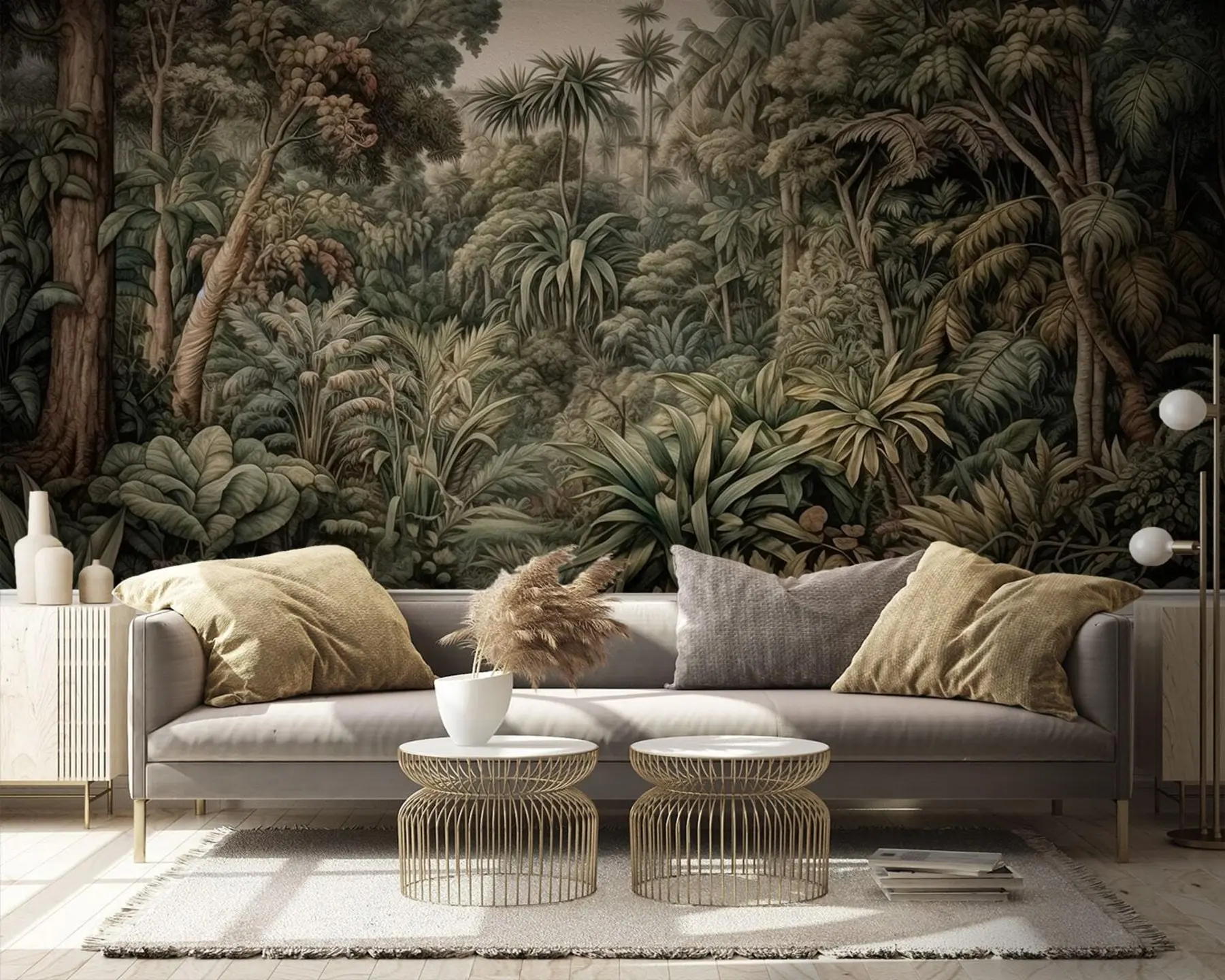 fototapet Frumos abstract junglă verde cu frunze tropicale u96093