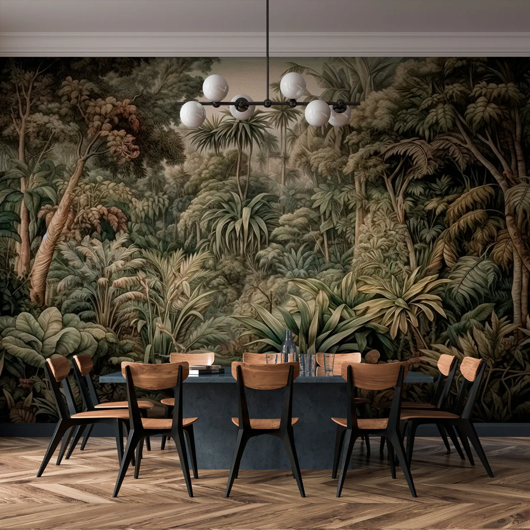 fototapet Frumos abstract junglă verde cu frunze tropicale u96093