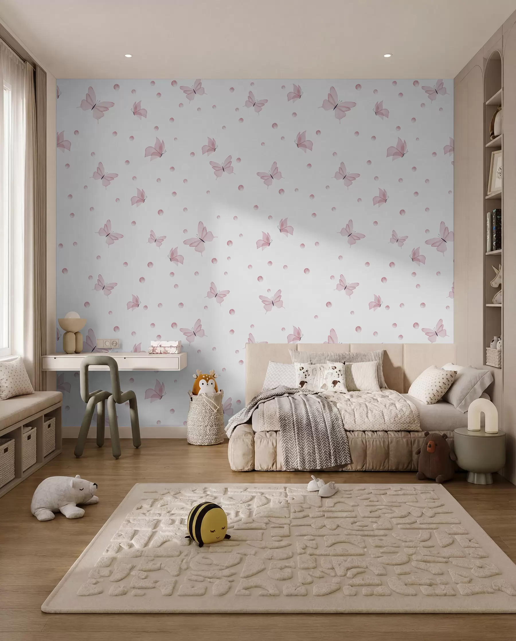 fototapet Mici fluturi roz u96109
