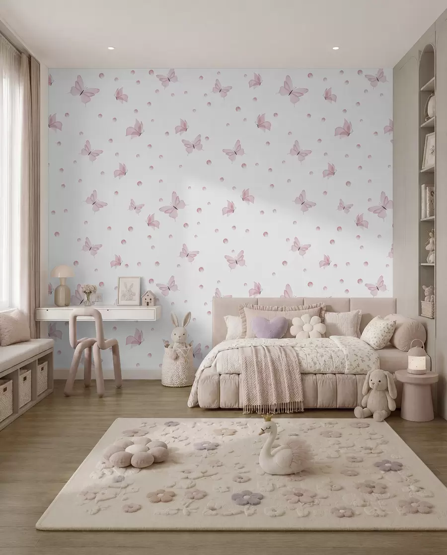 fototapet Mici fluturi roz u96109
