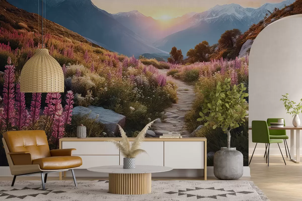 fototapet Peisaj montan flori magice u96210