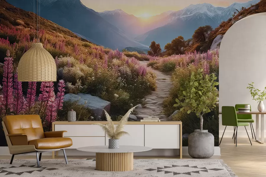 fototapet Peisaj montan flori magice u96210