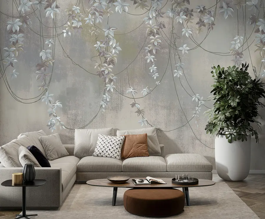 fototapet Ramuri suspendate cu frunze și flori u95926