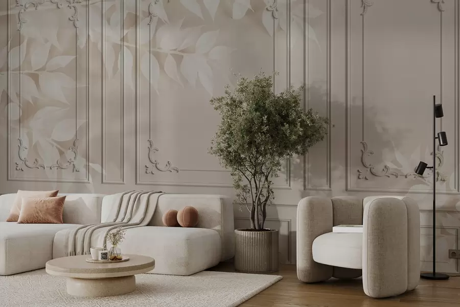 fototapet Panouri clasice englezești Boiserie cu frunze u96165