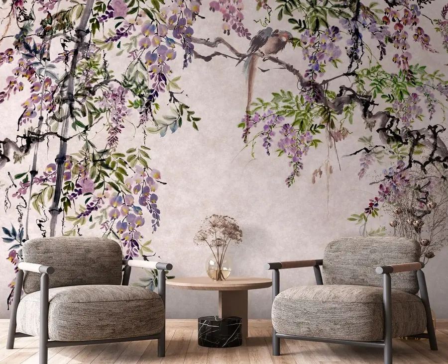 fototapet Wisteria wisteria flori în stil de epocă u94621