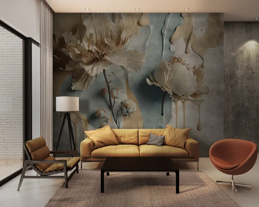 fototapet Flori și dungi de vopsea u95662