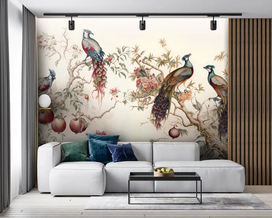 fototapet Păsări pe ramurile unei rodii u95667