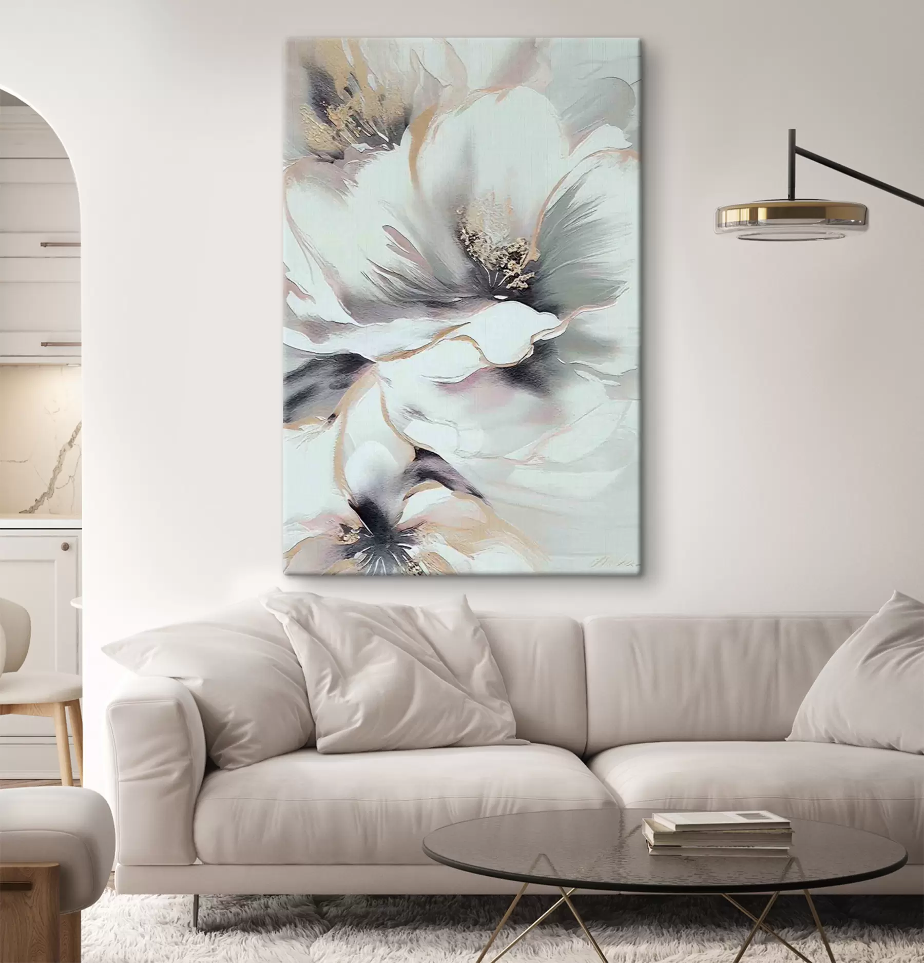 fototapet Model floral cu frunze, plante și bambus s35428