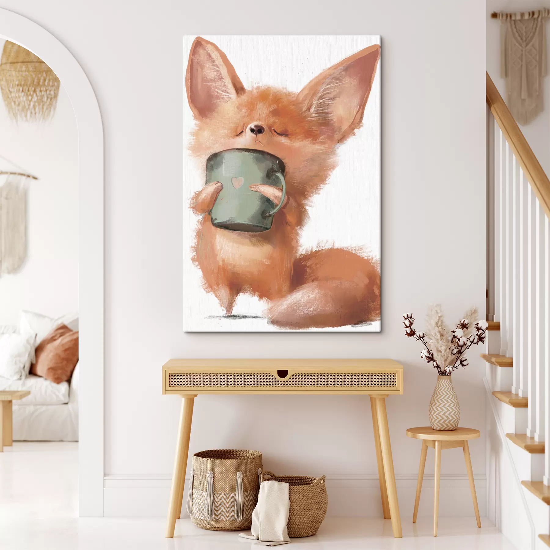 fototapet Vulpe roșie și cafea s35008