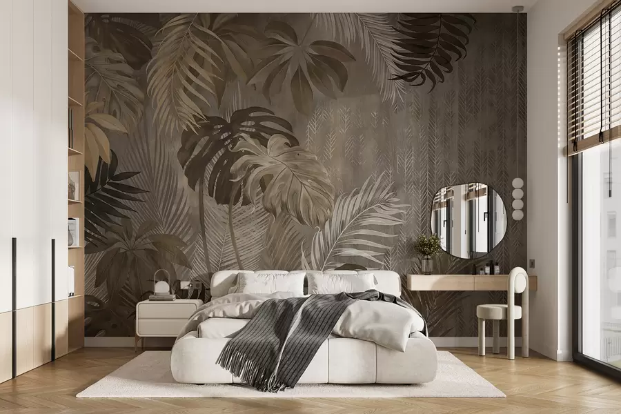 fototapet Frunze tropicale în stil grunge u97012