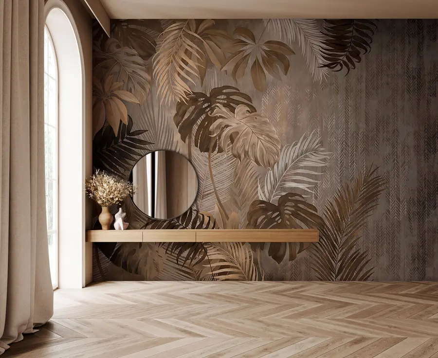 fototapet Frunze tropicale în stil grunge u97012