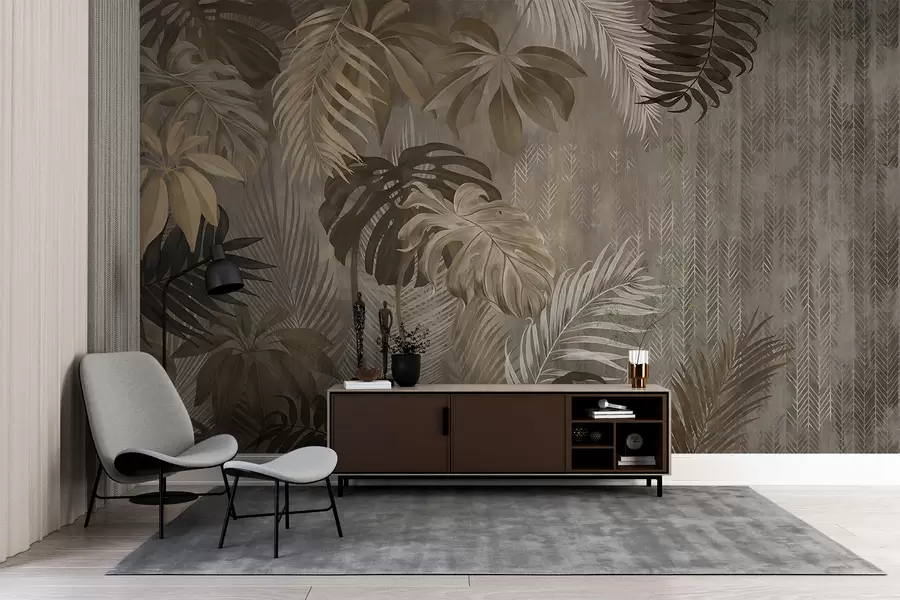fototapet Frunze tropicale în stil grunge u97012